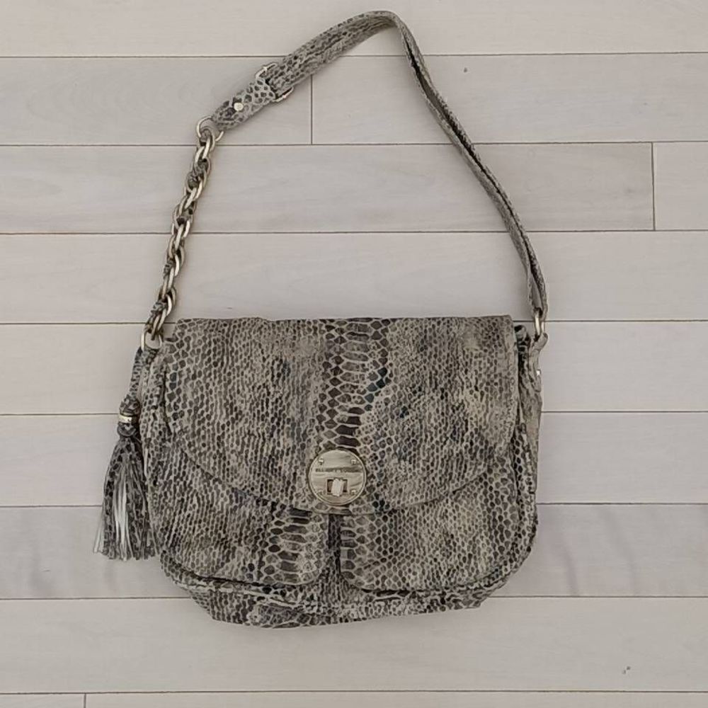 Elliott Lucca Women's Animal Snake Skin Shoulder Handbag Gold Chain